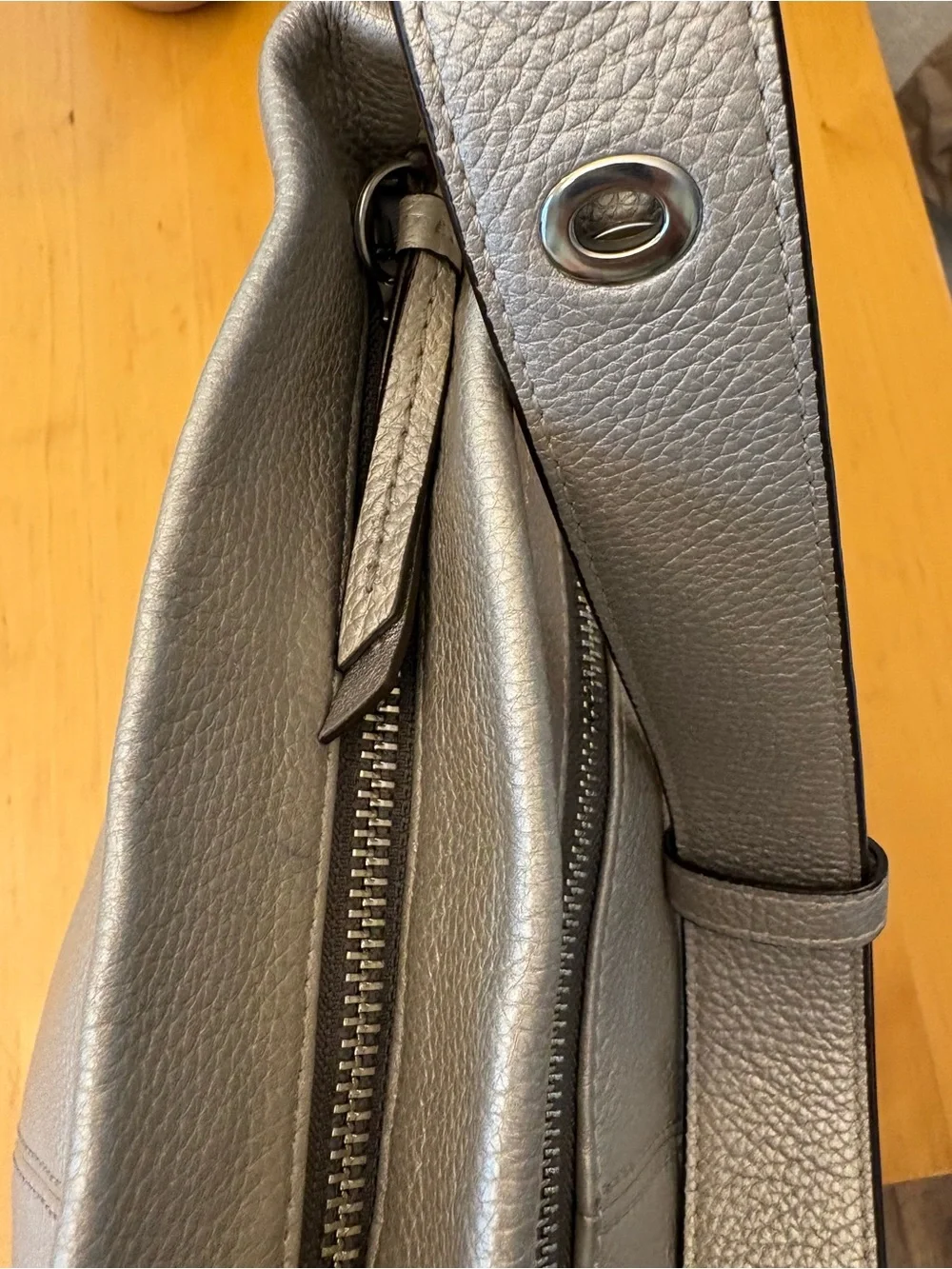 Coach Metallic Silver Pebbled Leather Hobo Bag